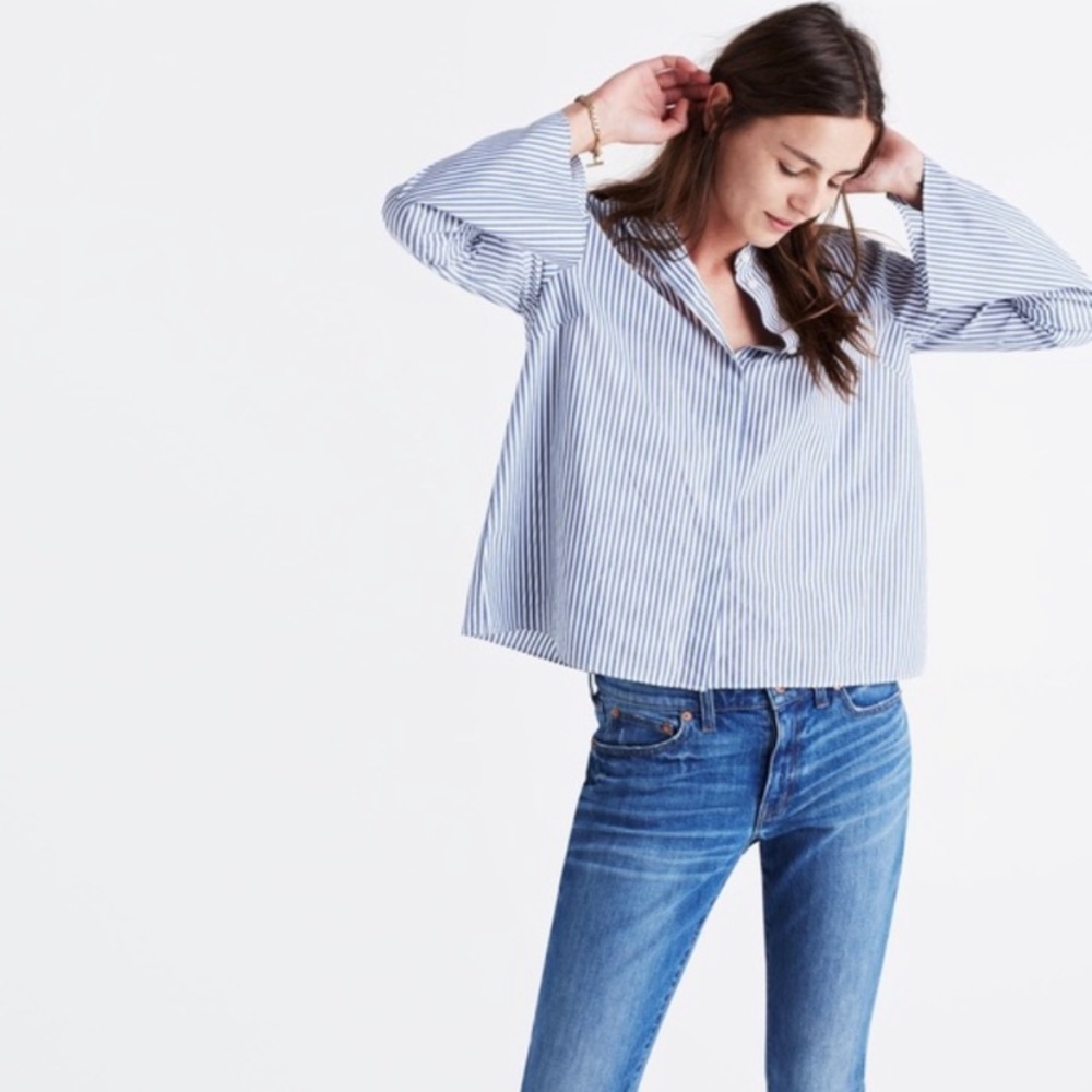 Madewell striped button down bell sleeve top